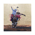 8 Second Eternity — bull rider in red shirt on bucking black bull, gold leaf background, Rodeo Collection fine art print by Duke Windsor