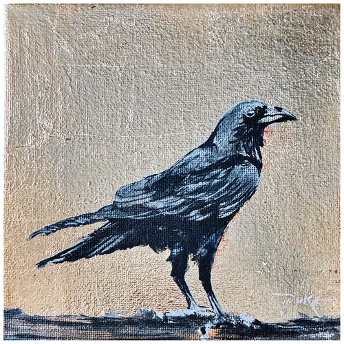 A Pensive Moment raven oil painting by Duke Windsor
