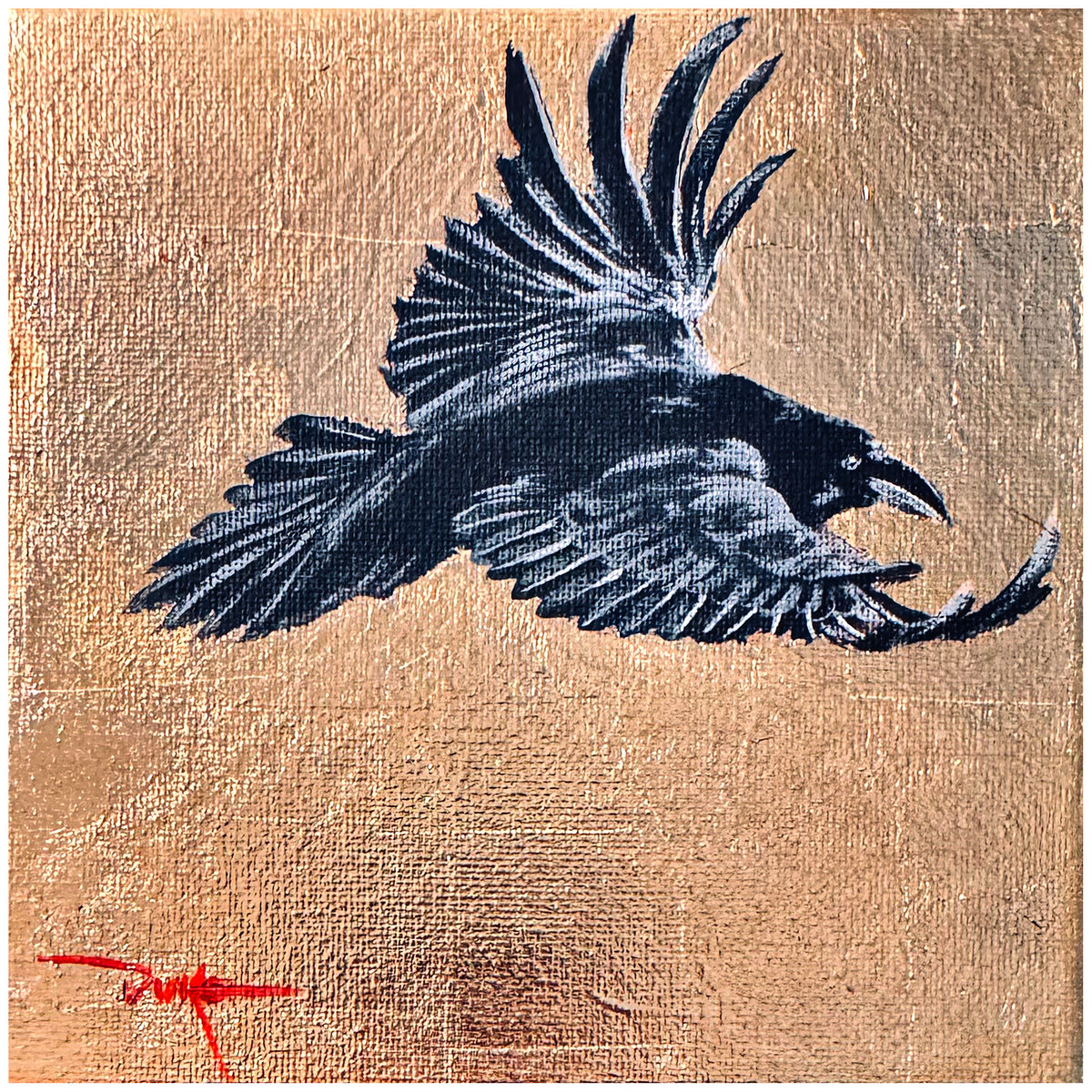 In Flight raven oil painting by Duke Windsor